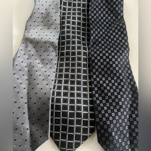 Men’s black and gray tie bundle.  3 ties